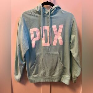 light blue "PDX" hoodie cotton blend Small